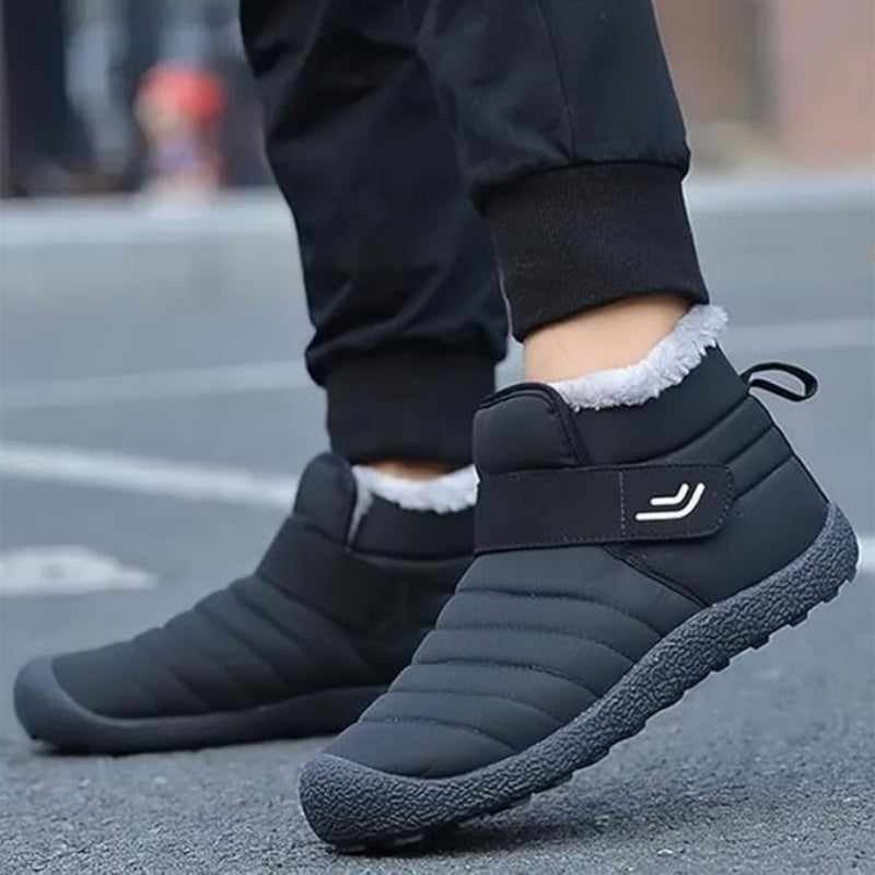 (Limited Time 49% Discount Event) Men's Winter Warm Waterproof Non-slip Velcro Cotton Shoes Wide Toe Orthopedic Arch Support Slip-on Cotton Shoes