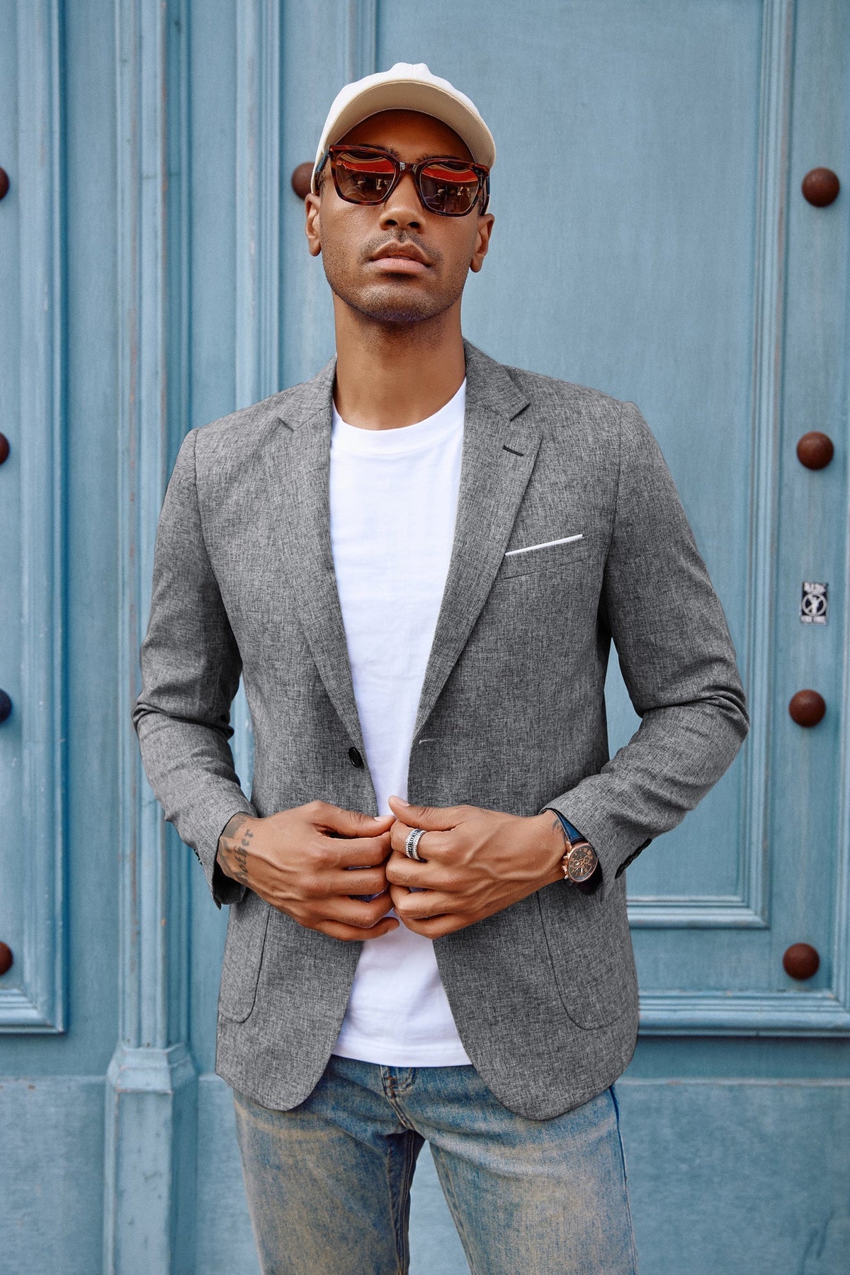 Men's Casual Sport Coat Blazer Two Buttons Lightweight Business Jackets