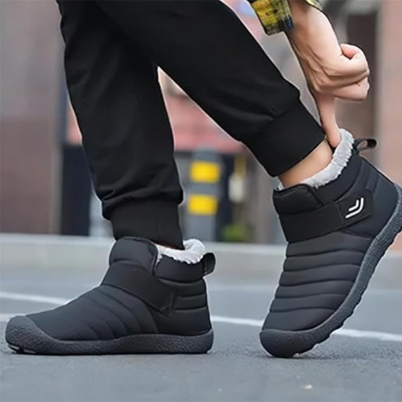 (Limited Time 49% Discount Event) Men's Winter Warm Waterproof Non-slip Velcro Cotton Shoes Wide Toe Orthopedic Arch Support Slip-on Cotton Shoes