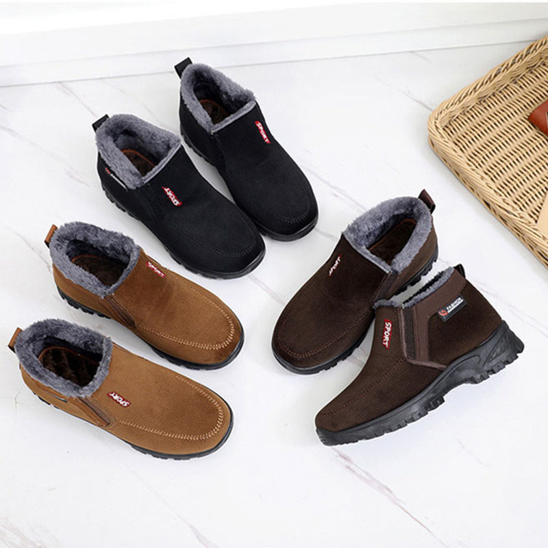 (CLEARANCE SALE 70% OFF)) Men's 2024 Winter New Waterproof And Non-Slip Slip-On Warm Cotton Shoes Correction Ankle Support Wide Toe Arch Support Sports Shoes