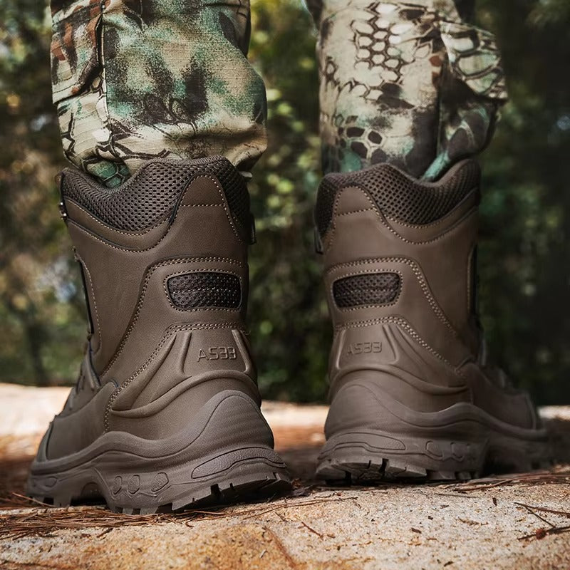 (Limited Time Discount 49% off)Men's Waterproof Ankle Support Tactical Boots Military Anti-Puncture Wide Toe Box Hiking Boots