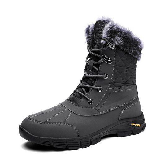 (Limited Time Sale 49%off)Men's Winter Warm Thick Leather Platform Fur Lined Snow Boots Waterproof Non-slip Wear-resistant Winter Boots
