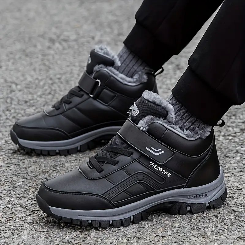 (Limited Time 49% Promotional Discount) Men's Winter Warm Orthopedic Hiking Snow Boots Waterproof Non-slip Wide Toe Arch Support Work Boots