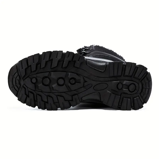 Men's Mid Calf Snow Boots, Winter Thermal Shoes, Windproof Hiking Boots With Fuzzy Lining