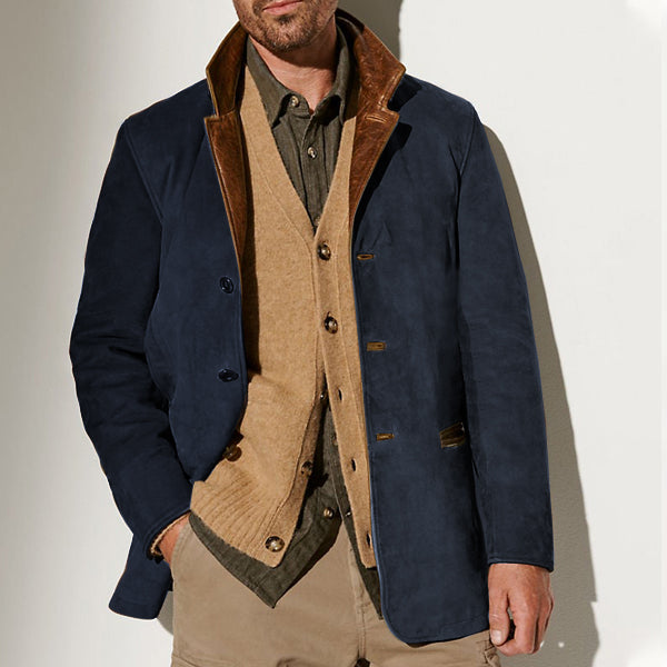 Men's Vintage Carlsbad Calfskin Leather Blazer With Merino Shearling Collar