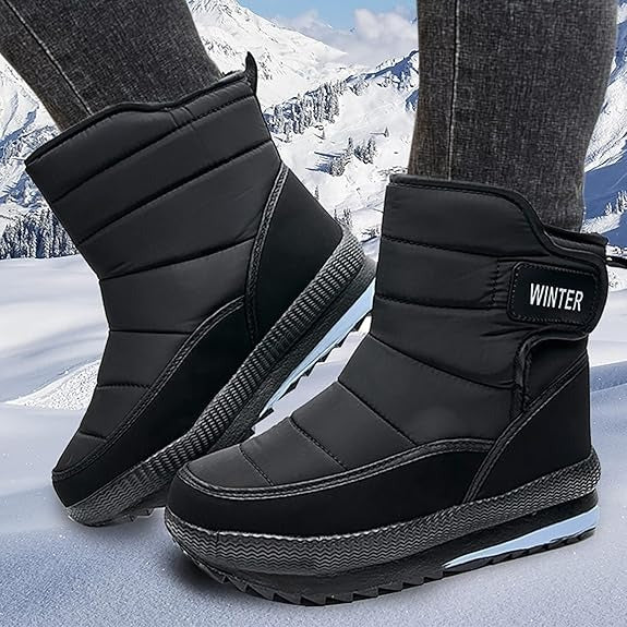 (Limited Time Sale 70%off)Men's Thick Warm Orthopedic Support Wide Toe Snow Boots Non-slip Waterproof Anti-skid Fur Lined Winter Boots