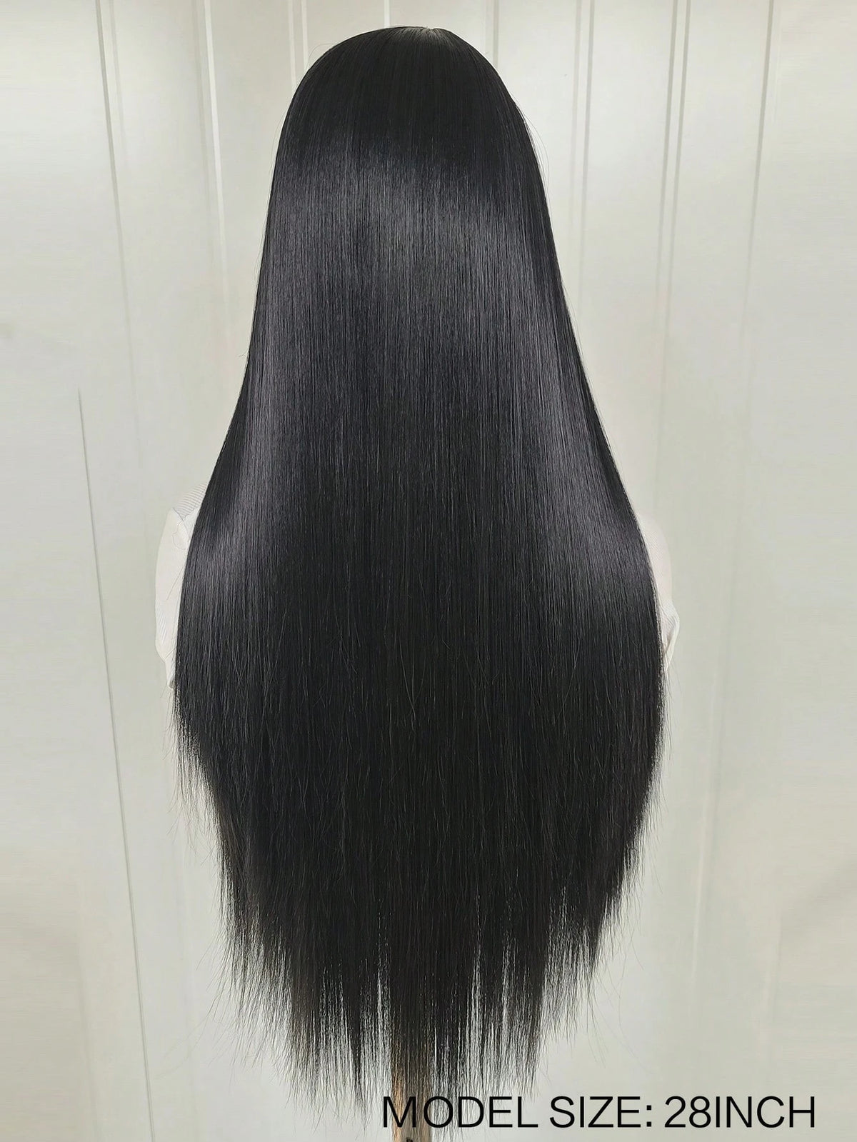 13"X4" 24" Straight Black Color Lace Front Wig For Women - Heat Resistant Synthetic Hair, Pre-Plucked Natural Hairline And Youthful Hair
