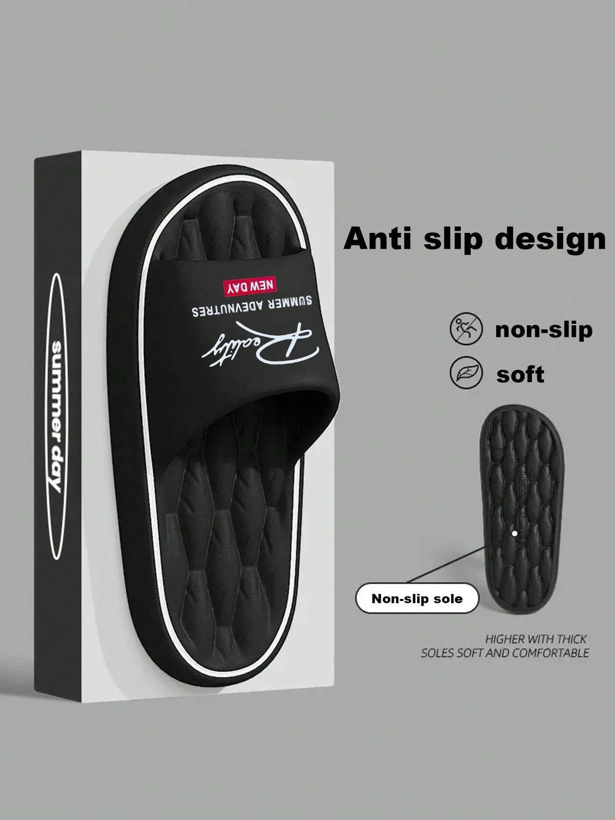 New Fashion Open Toe Slippers For Men, EVA Material Soft Bottom