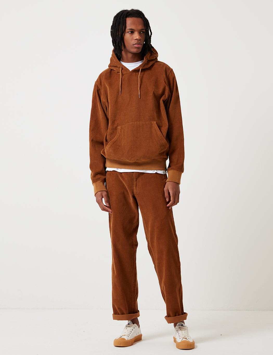 Amonate Hooded Sweatshirt (Cord) - Brown Duck