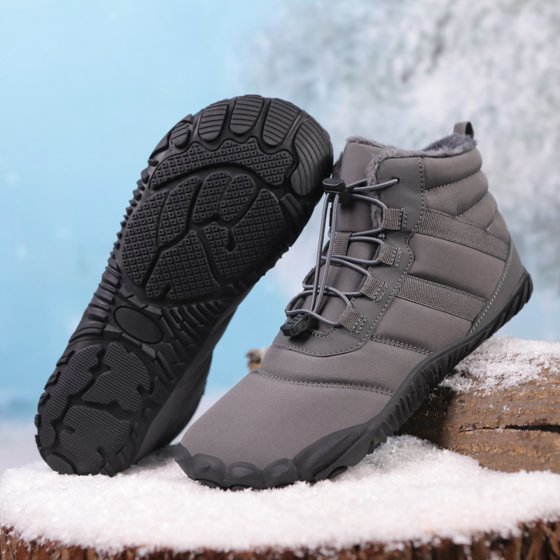 Men's Warm Fleece Barefoot Boots Wide Toe Orthopedic Support Snow Boots Waterproof Non-Slip Winter Boots