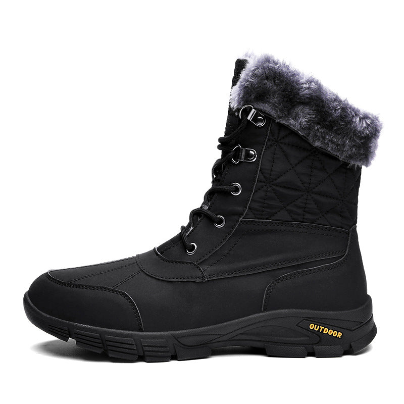 (Limited Time Sale 49%off)Men's Winter Warm Thick Leather Platform Fur Lined Snow Boots Waterproof Non-slip Wear-resistant Winter Boots