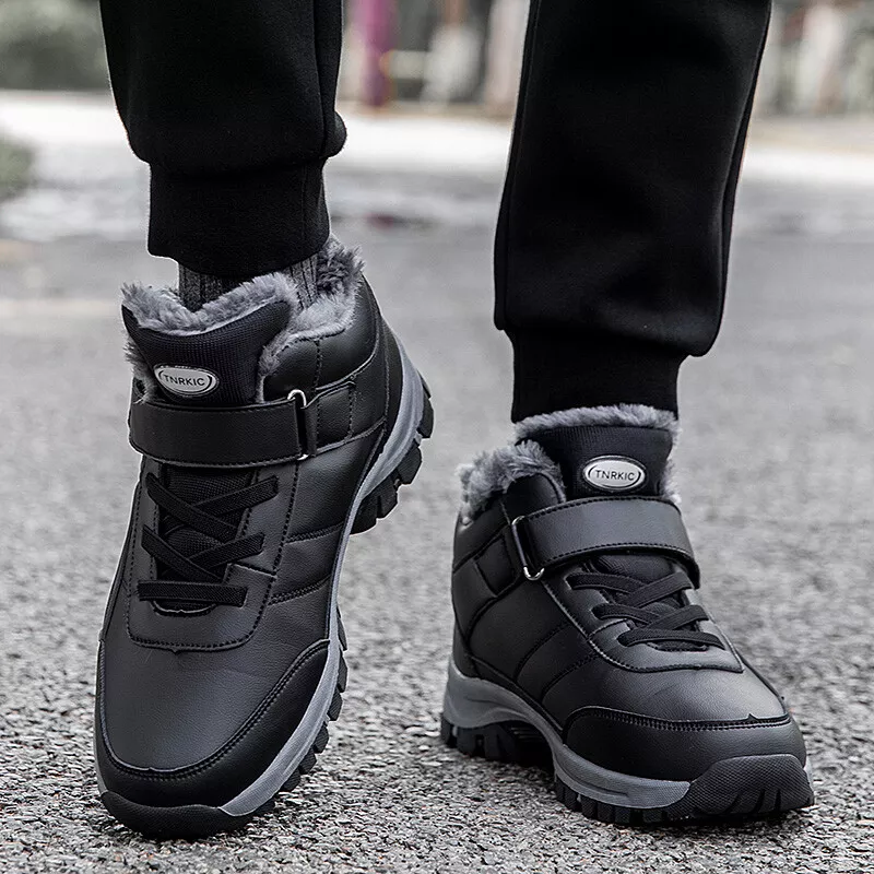 (Limited Time 49% Promotional Discount) Men's Winter Warm Orthopedic Hiking Snow Boots Waterproof Non-slip Wide Toe Arch Support Work Boots