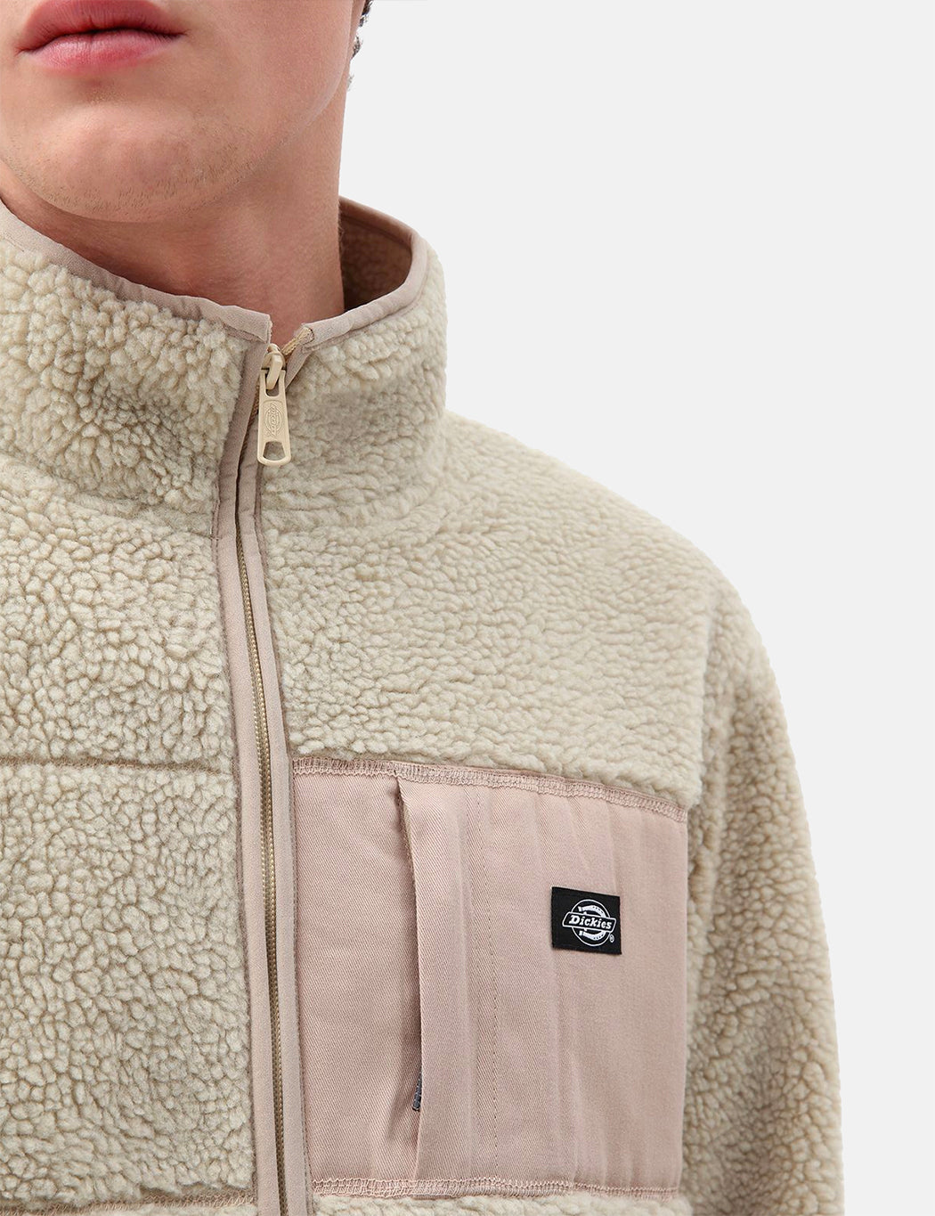 Red Chute Sherpa Zip Through - Light Taupe