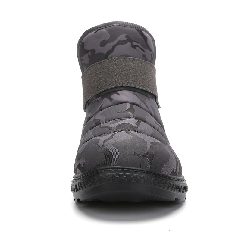 (Limited Time 70% Discount Event) Men's 2024 Winter New Warm Waterproof Non-Slip Puncture-Resistant Velcro Slip-On Snow Boots Ankle Support Orthopedic Wide Toe Arch Support Cotton Shoes